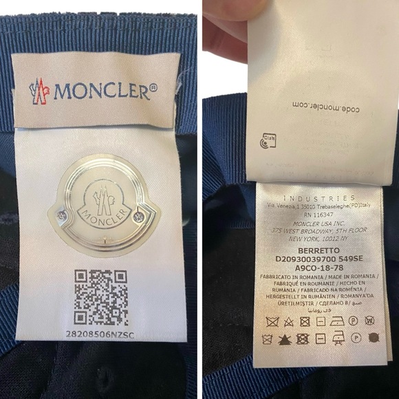 MONCLER Navy Logo Patch Velvet Baseball Cap Hat One Size - Picture 14 of 15